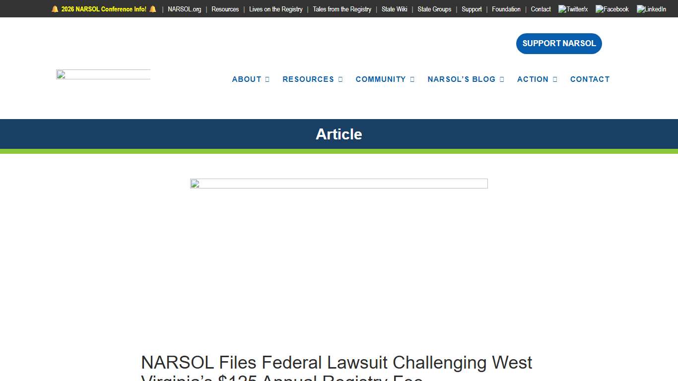 NARSOL Files Federal Lawsuit Challenging West Virginia’s $125 Annual Registry Fee - NARSOL